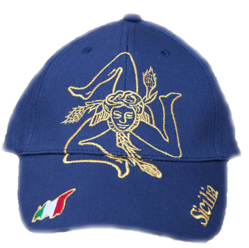 CAPPELLO COTONE TRINACRIA RICAMO NAVY